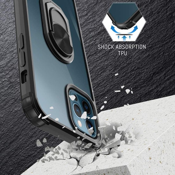 Apple iPhone 12 Pro Max CaseUp Ring Tough Holder Kılıf Lacivert 3
